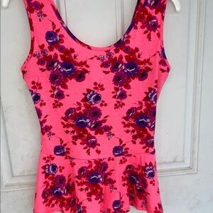 Seven7 Pink and Purple Floral Tank Top